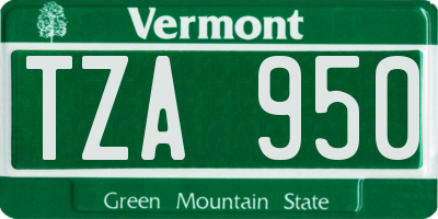VT license plate TZA950
