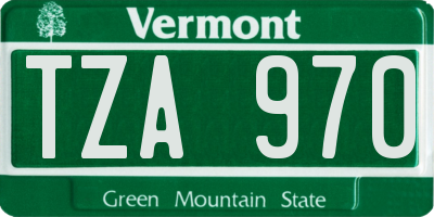 VT license plate TZA970