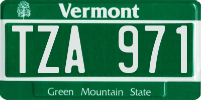VT license plate TZA971
