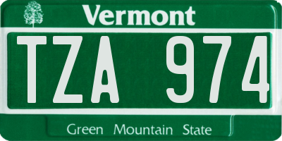 VT license plate TZA974