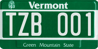 VT license plate TZB001