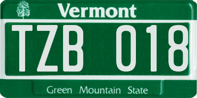 VT license plate TZB018