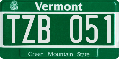 VT license plate TZB051