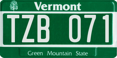 VT license plate TZB071