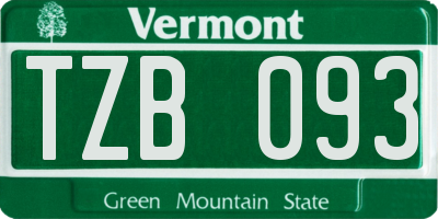 VT license plate TZB093