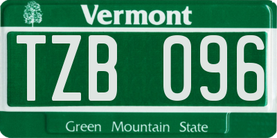 VT license plate TZB096