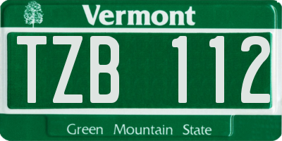VT license plate TZB112