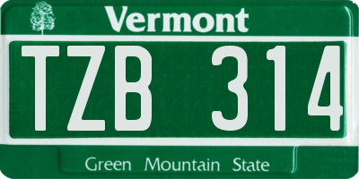 VT license plate TZB314