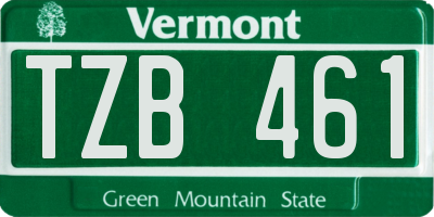 VT license plate TZB461