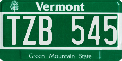 VT license plate TZB545