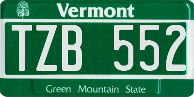 VT license plate TZB552