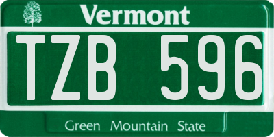 VT license plate TZB596