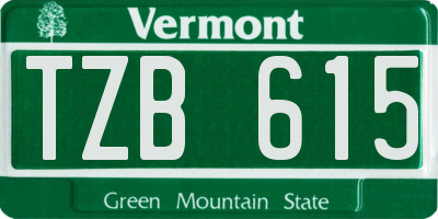 VT license plate TZB615