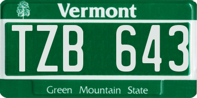 VT license plate TZB643