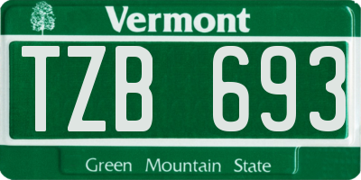 VT license plate TZB693