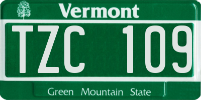 VT license plate TZC109
