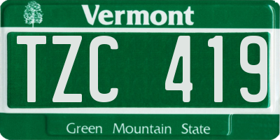 VT license plate TZC419
