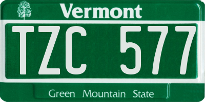 VT license plate TZC577