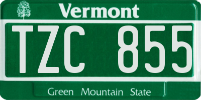 VT license plate TZC855