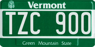 VT license plate TZC900