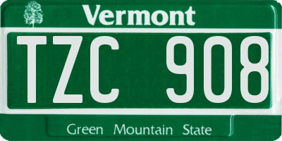VT license plate TZC908