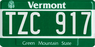 VT license plate TZC917