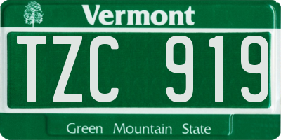 VT license plate TZC919