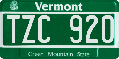 VT license plate TZC920