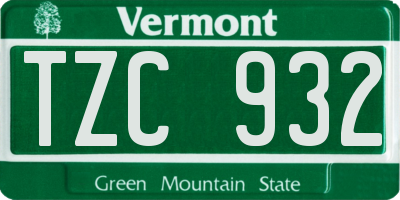 VT license plate TZC932