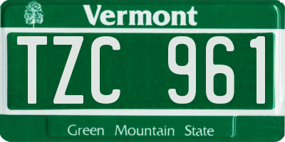 VT license plate TZC961