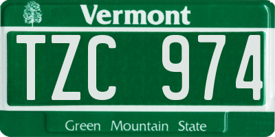 VT license plate TZC974