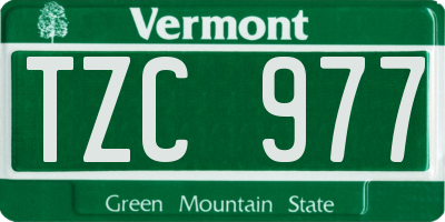 VT license plate TZC977