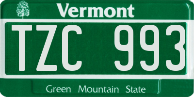 VT license plate TZC993