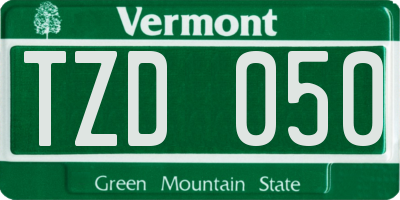 VT license plate TZD050
