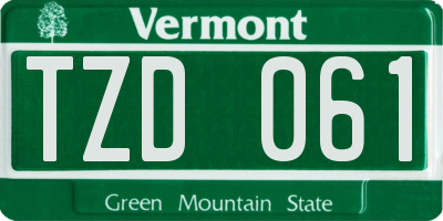 VT license plate TZD061