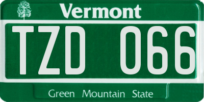 VT license plate TZD066