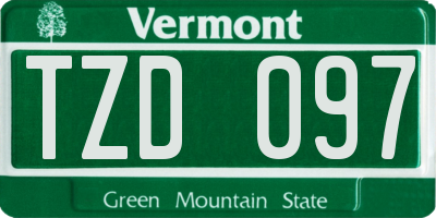 VT license plate TZD097