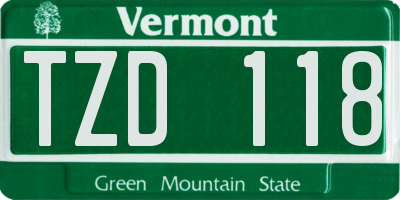 VT license plate TZD118