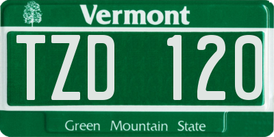 VT license plate TZD120