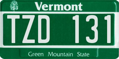 VT license plate TZD131