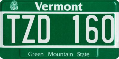 VT license plate TZD160