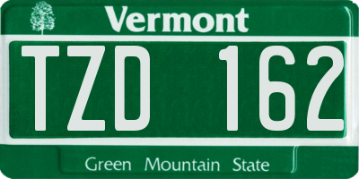 VT license plate TZD162