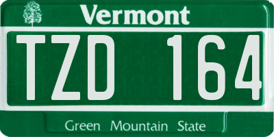 VT license plate TZD164