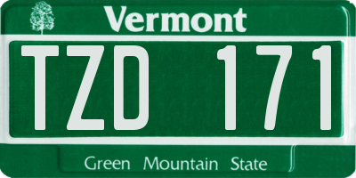 VT license plate TZD171