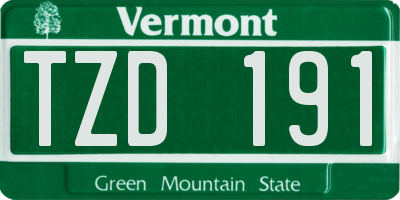 VT license plate TZD191