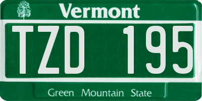 VT license plate TZD195