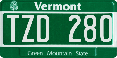 VT license plate TZD280