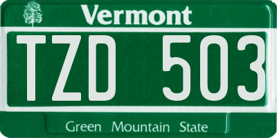VT license plate TZD503