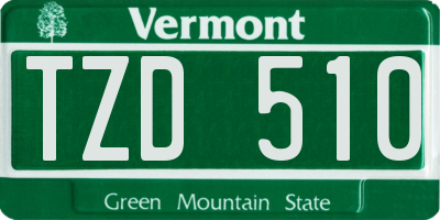 VT license plate TZD510
