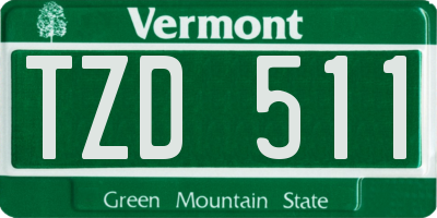 VT license plate TZD511